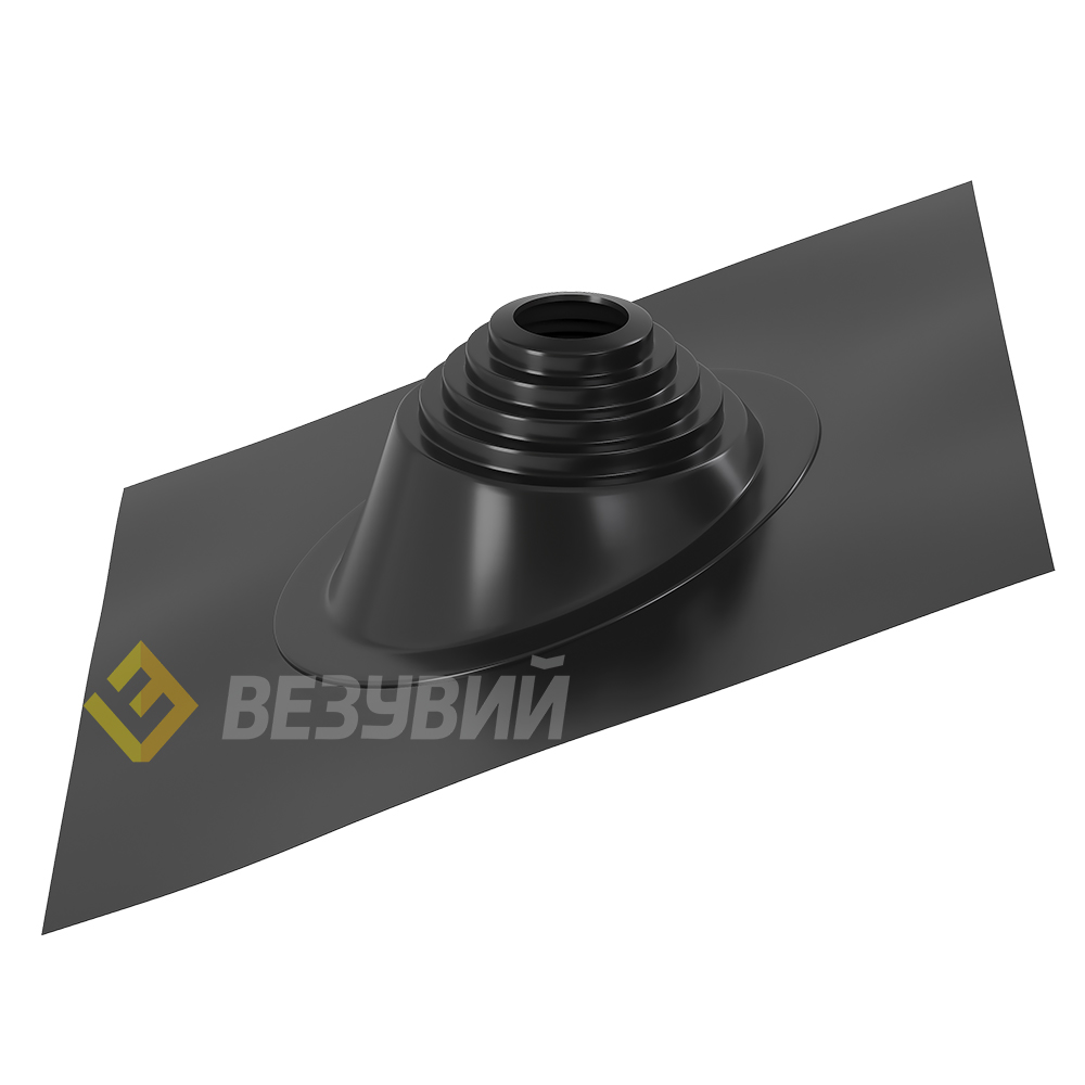 Кровельный проход "ВЕЗУВИЙ" №110 (д.75-200мм, 420х420мм) угл, силикон, Черный