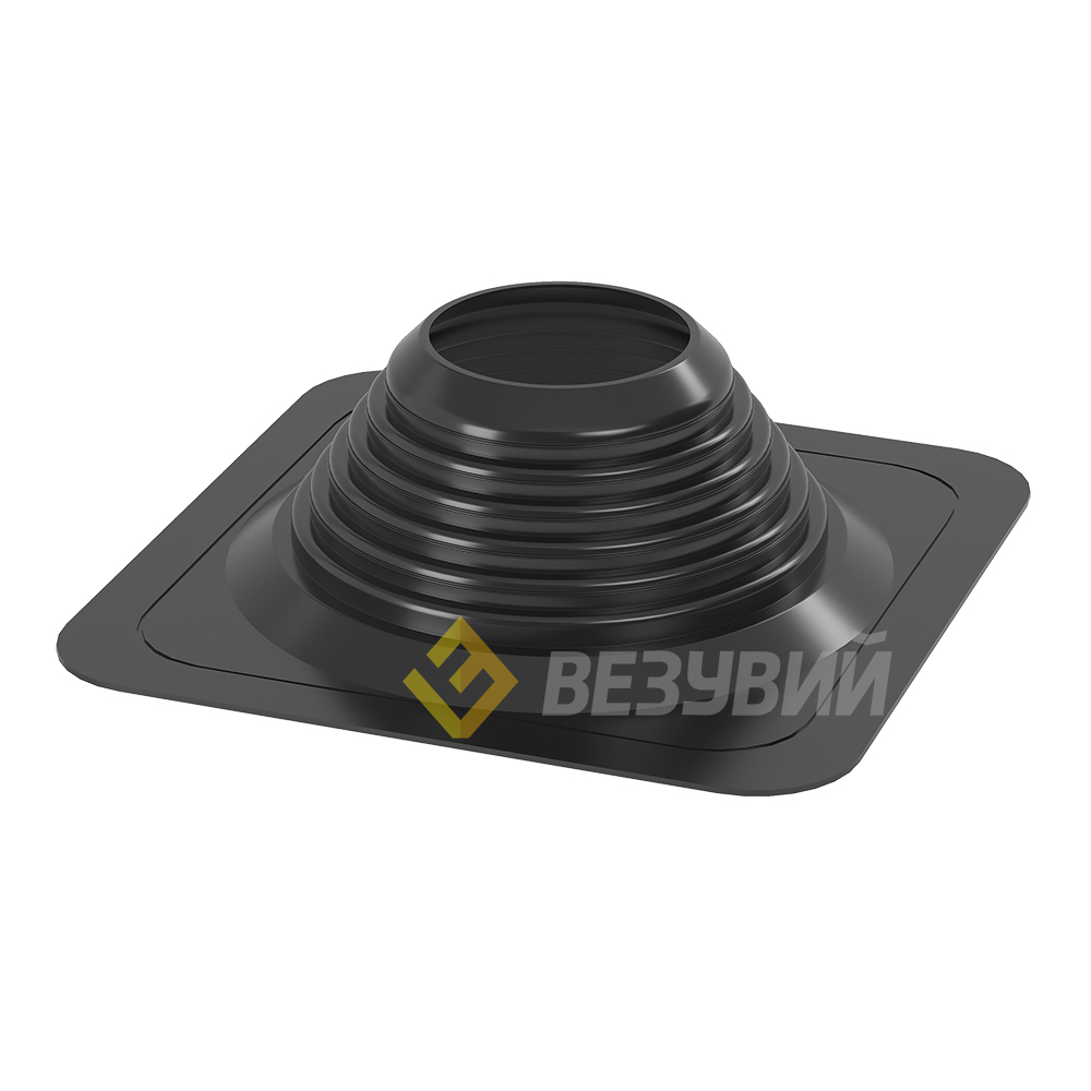 Кровельный проход "ВЕЗУВИЙ" № 8 (д.180-330мм, 425х425мм) прямой, силикон, Черный